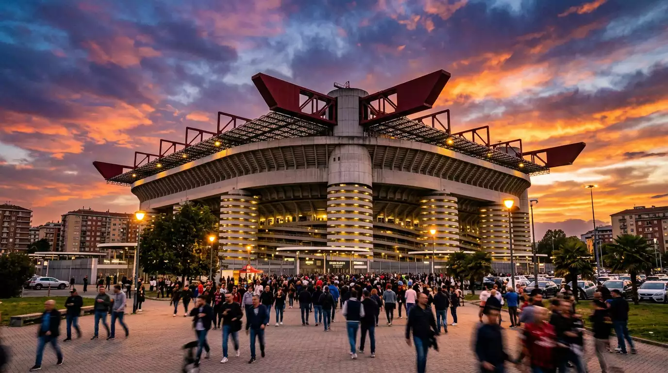 Ambiente del Derby della Madonnina entre Inter y Milan en San Siro